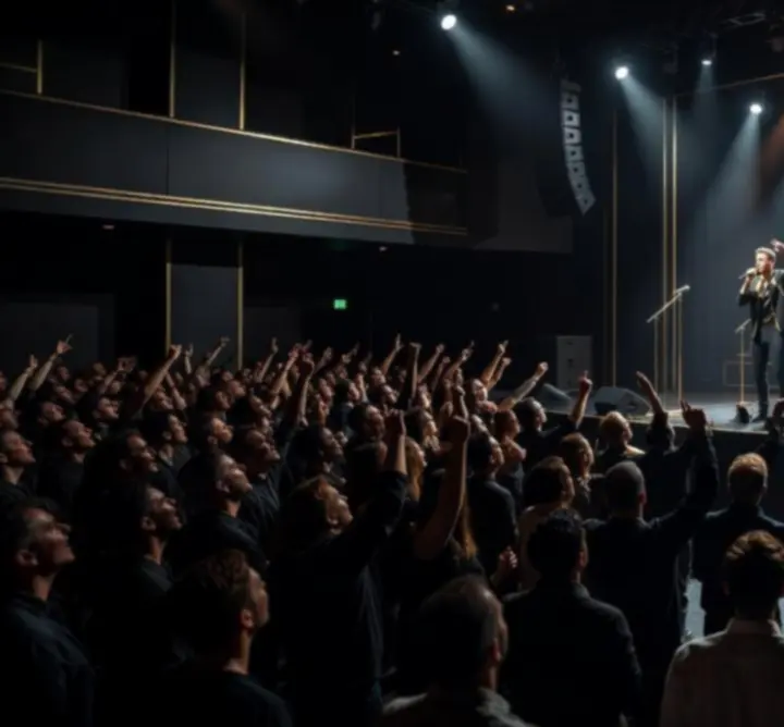 Élő koncert Turbos Zint rendezvényen, telt házas közönséggel és atmoszférikus fényekkel